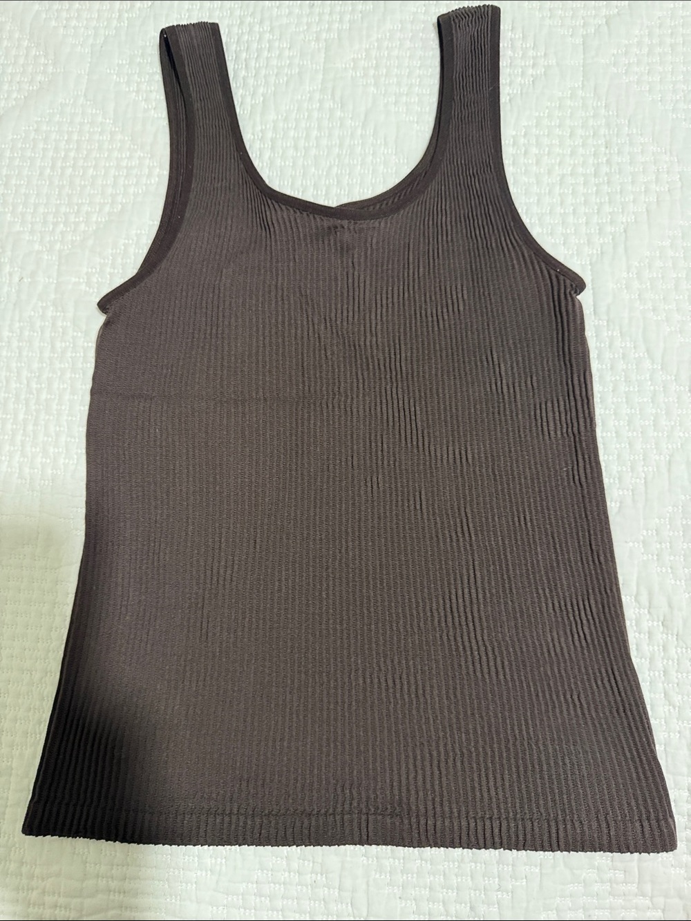 Ribbed Scoop Neck Tank Top in Chocolate Brown